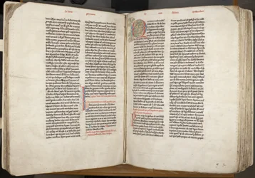 ヒッポの聖アウグスティヌス「オペラ」、Fol 105 verso 106 recto、c.1200（羊皮紙にペンとインク