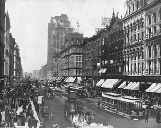 ステートストリート、シカゴ、イリノイ、米国、c1900。