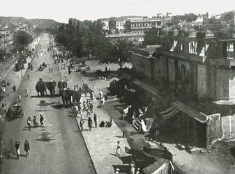1895年、インドのジャイプールの街のストリートシーン。
