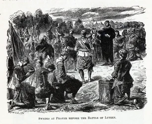 1882年のリュッツェンの戦いの前の祈りのスウェーデン人