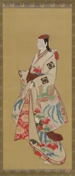 背の高い女の子、鳳凰と桐の花模様のドレス、江戸時代、1615-1868.