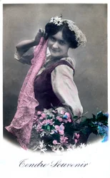 Tendre Souvenir、フレンチポストカード、c1900