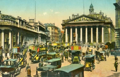 イングランド銀行と王立証券取引所、ロンドン、c1910。