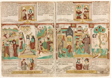 貧しい聖書の教皇の聖書、紅海で溺死したファラオ軍...、1450年-1465年。