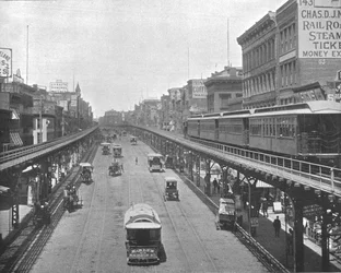 バワリー、北向き、アメリカ、ニューヨーク、c1900。