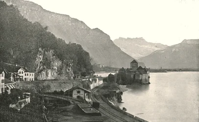 スイス、シロンの城、1895年。