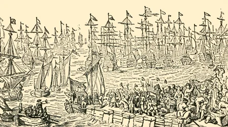 1688年、1930年にイギリスからオランダに到着したオレンジのウィリアム乗船。