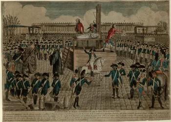 1793年10月16日、革命広場でのマリー・アントワネットの処刑（1793年頃）。
