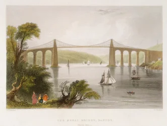 メナイ橋、バンゴーノースウェールズ、c1826-c1850