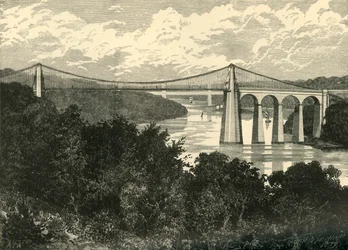 メナイ吊り橋、1898年。