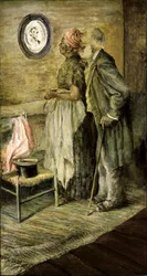 リンカーンの肖像画を見る老夫婦、1904～1905年以降。