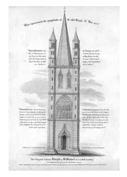 ロンドンのコーンヒルにある聖ミカエルの最初の古代の尖塔... 1421年、1809年。