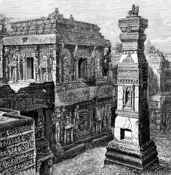 カイラッシュ宮殿、エローラ、インド、1895