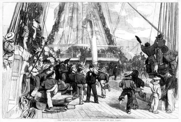 クイーンズがシェルブールを訪問-1858年に人の庭に配管する手