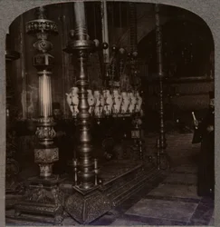 エルサレムの聖墳墓教会の受胎告知の石、c1900