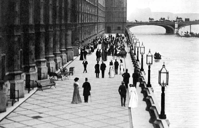 テラス、アフタヌーンティー、ウェストミンスター宮殿、ロンドン、c1905