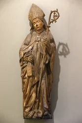 ヴィクトリア・アンド・アルバート博物館。ビショップの聖人ドイツ1470-80年頃ペンキの痕跡のあるライムウッド。イギリス