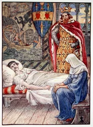 「魔女はトリストラム卿の傷について助言を与える」、1911 年