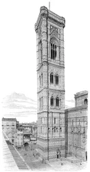 サンタマリアデルフィオーレ大聖堂の鐘楼、フィレンツェ、イタリア、1882