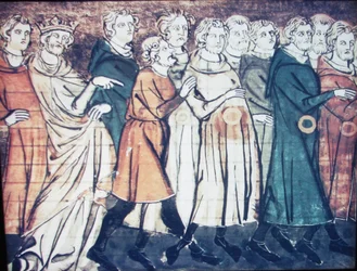 1182年のフランスからのユダヤ人追放。『フランス大年代記』の細密画、1320年代