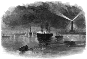 スエズ運河開通時のポートサイドのイルミネーション、エジプト、1869年