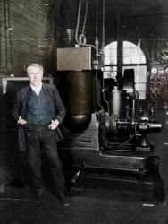トーマスアルバエジソン、アメリカの発明家、1880年代に電灯を生成する最初の発電機