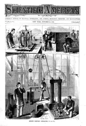 ニュージャージー州メンローパークの自宅にあるトーマス・エジソンの電灯用発電機、1879年