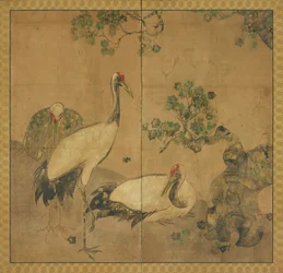 木の下の 3 羽の鶴、江戸時代、1615 ～ 1868 年。