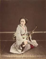 「トキョ 芸者 ウィｔｈ 三味線」、 １８７０ｓ。