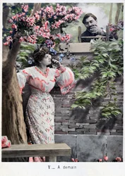 明日、ヴィンテージのフランスのポストカード、c1900