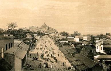 1847年、インドのトリヒノポリの町と砦