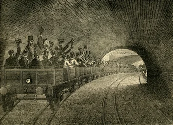 地下鉄道の試用旅行、1863年、c1876。