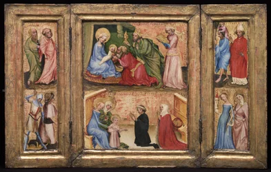 賢者の礼拝とトリプティク、c。 1424年。