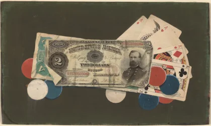 Trompe lOeil：チップ、$ 2と$ 5のビルのあるフルハウス