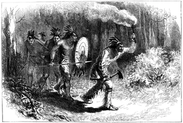 逃亡者を追跡するタスカロラインディアン、17世紀後半から18世紀初頭c1880