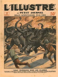 炎の中の20頭の象、1932年。