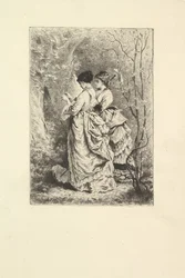 庭の2人の若い女性、1873-74年。