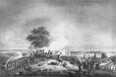 ウォータールーの戦いのモンサンジャンからの眺め... 1815、c1816。