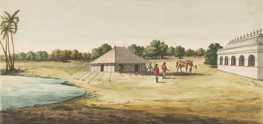英国の旅行者のテントの内部にあるショーデジーの眺め。 1828-30。