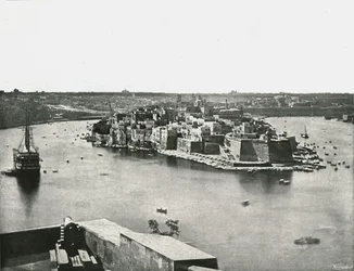 港の眺め、バレッタ、マルタ、1895年。