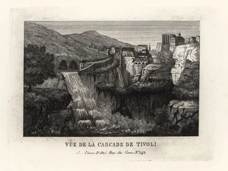 イタリア・チボリの滝の眺め、Cascade de Tivoli