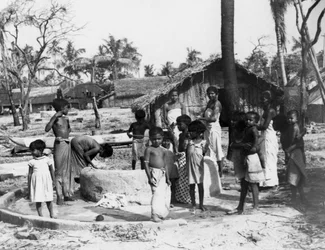 村のシーン、トリンコマリー、セイロン、1945