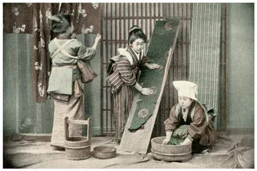 着物を洗う、日本、1904