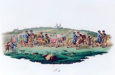 結婚式の行列、ロシア、1820