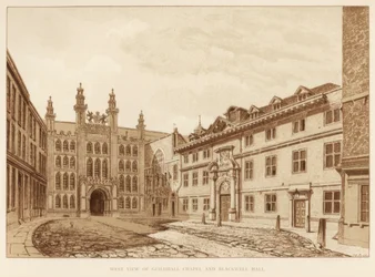 ロンドンのギルドホールチャペルとブラックウェルホールの西側の眺め、1886年