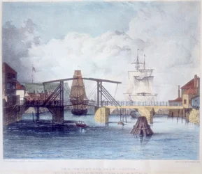 ウィットビーハーバー、ヨークシャー、エスク川の河口、c1833