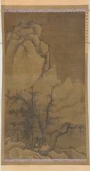 冬の木々と雪に覆われた峰、明王朝、17世紀。
