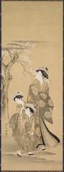 女性と二人の子供、1900年代。