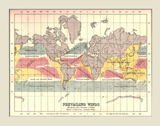 支配的な風を示す世界地図、1902年。