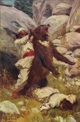 クマとのレスリング、c1912